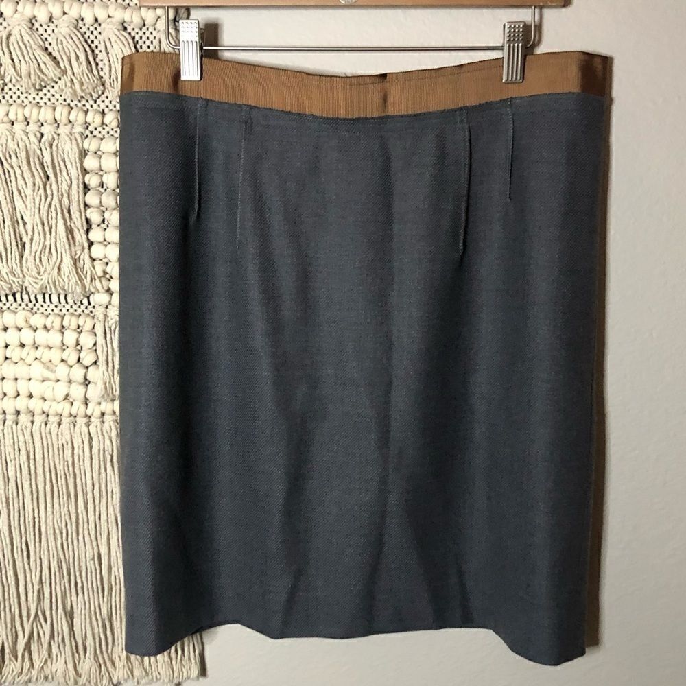 Loftย GreyโTweed Wool Blend PencilโRibbonโSkirtโ12
